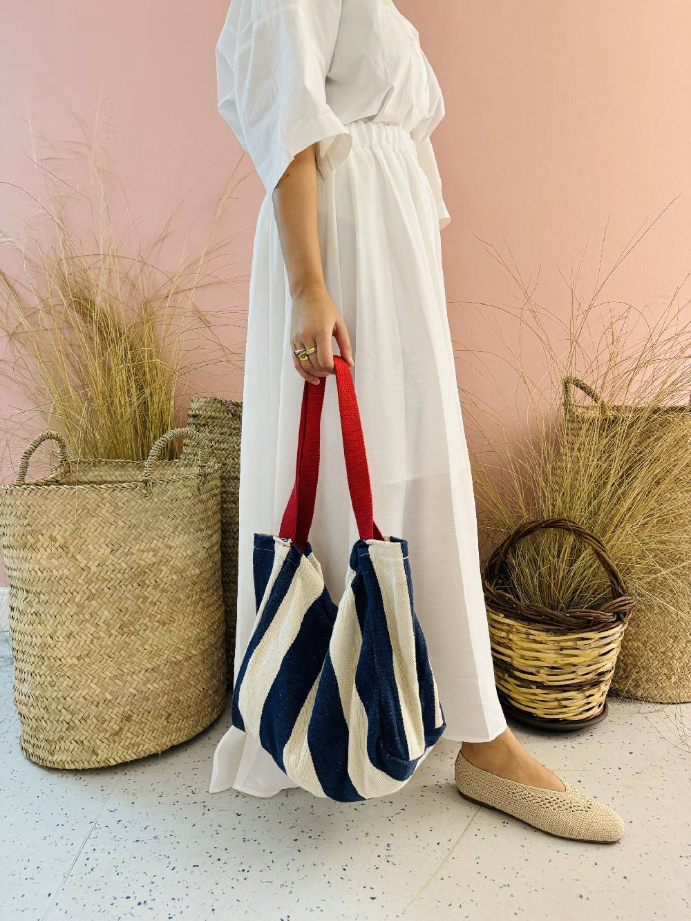 La Sellerie Portofino bag blu righe larghe Vendita Economica