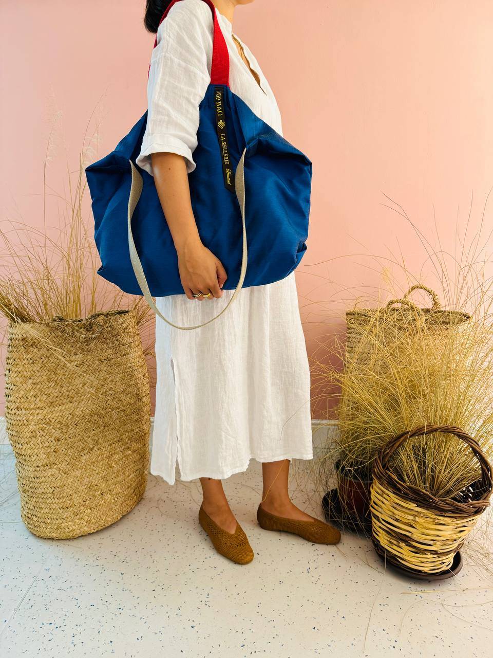 La Sellerie POP BAG Shantung blu Shopping Online