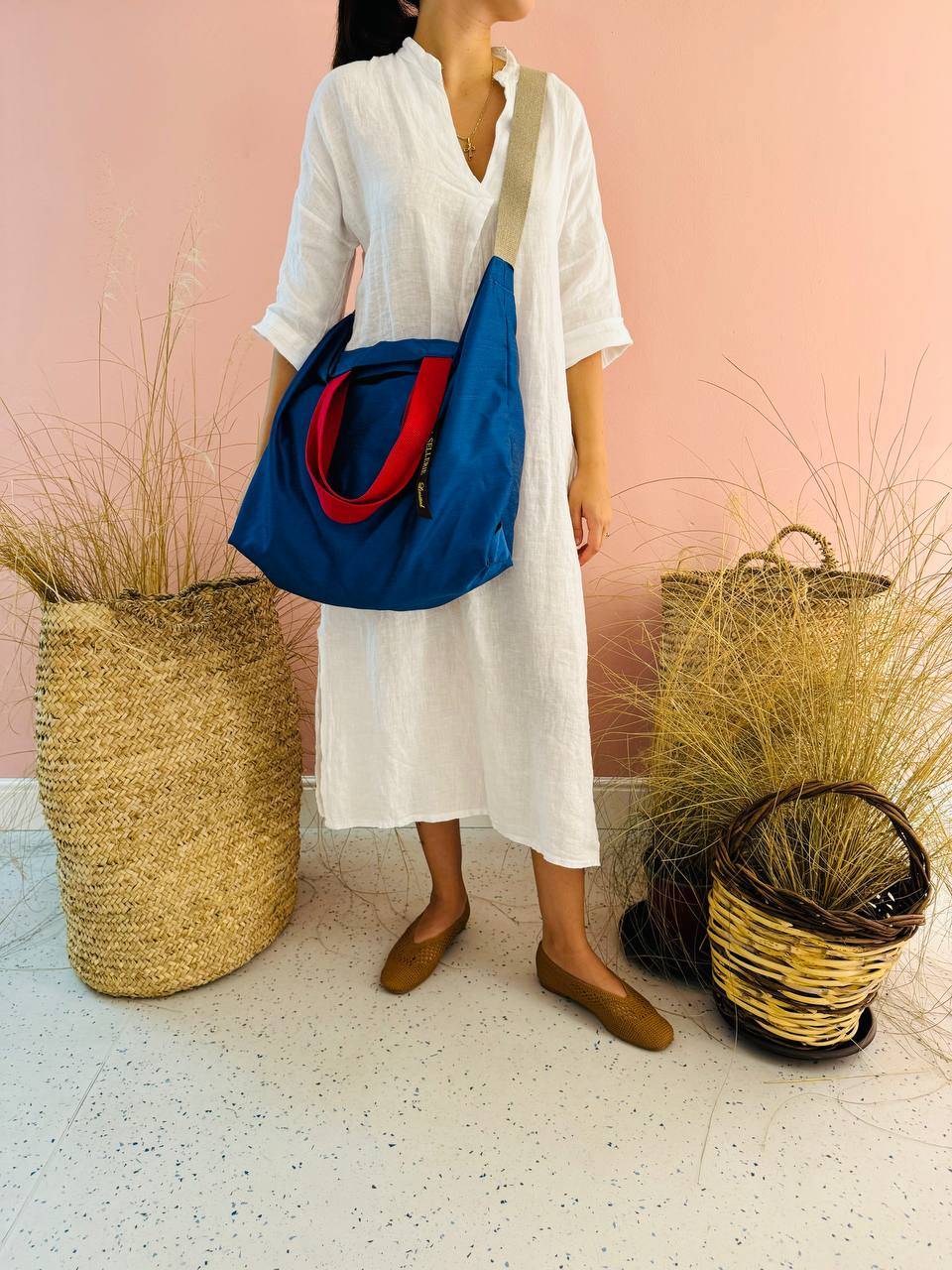 La Sellerie POP BAG Shantung blu Shopping Online
