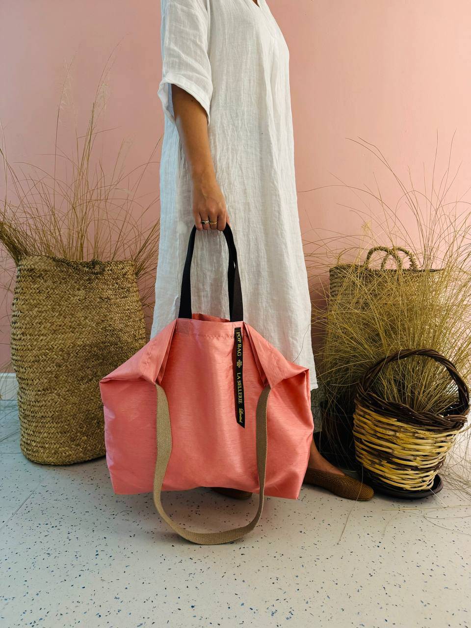 La Sellerie POP BAG Shantung rosa Prezzo Ridotto