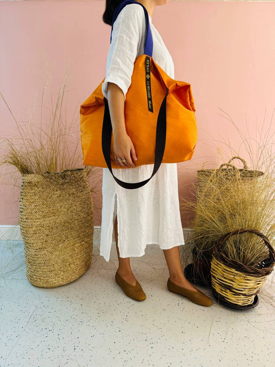La Sellerie POP BAG Shantung arancio Sconto