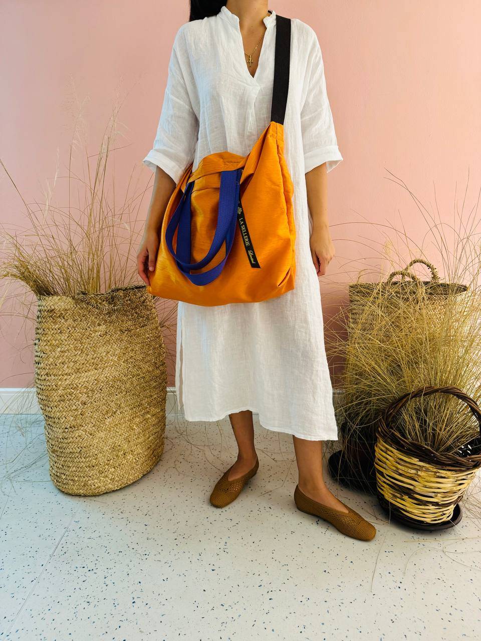 La Sellerie POP BAG Shantung arancio Sconto