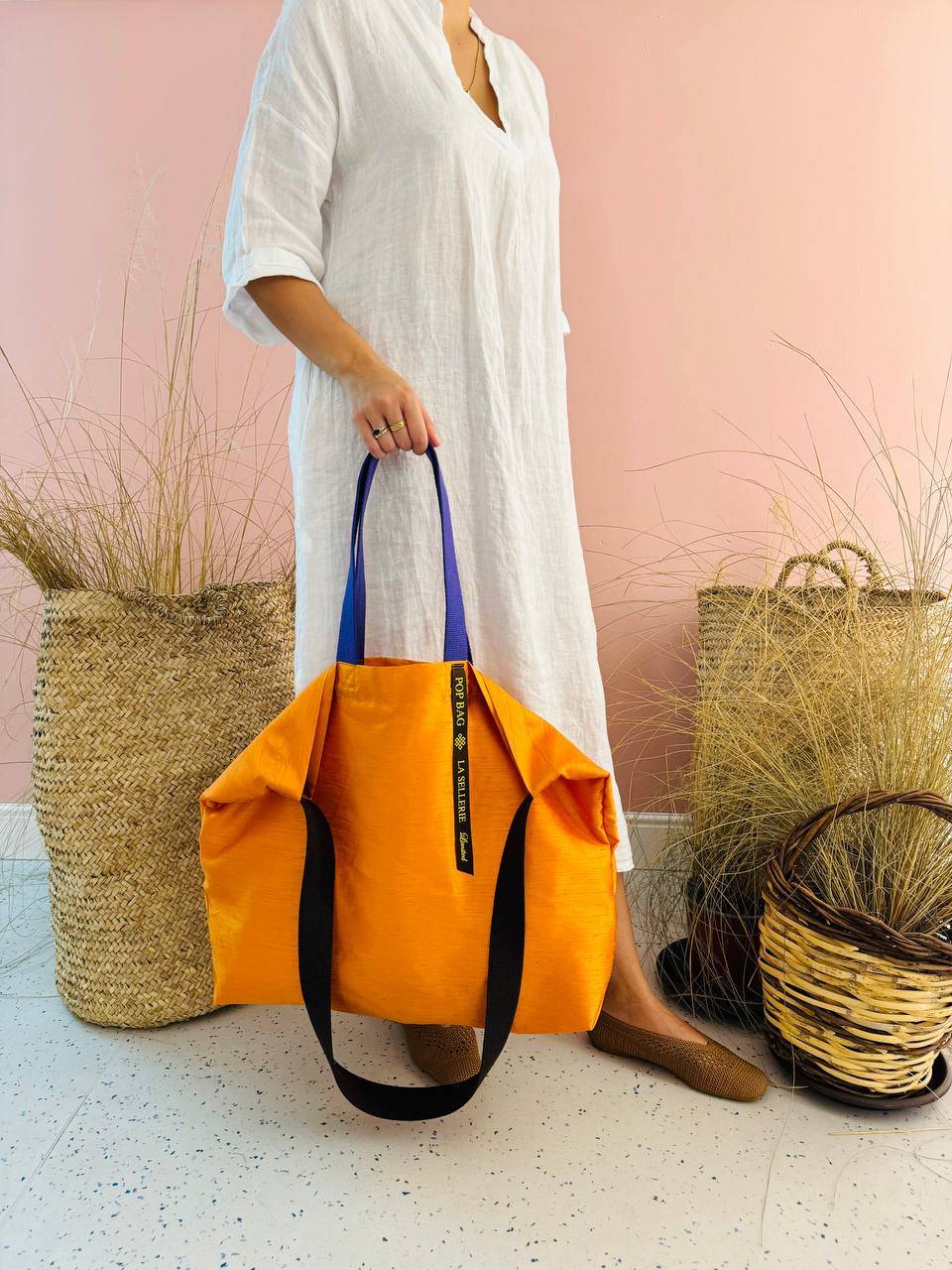 La Sellerie POP BAG Shantung arancio Sconto