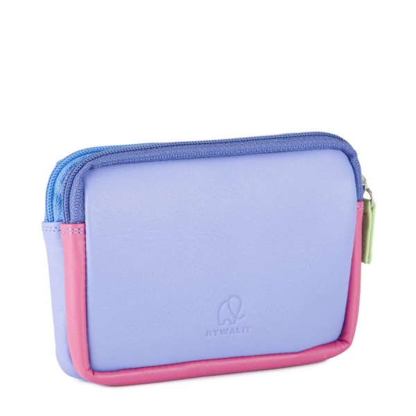 Mywalit Portafoglio/Astuccio in Pelle con doppia Zip Viola Moda