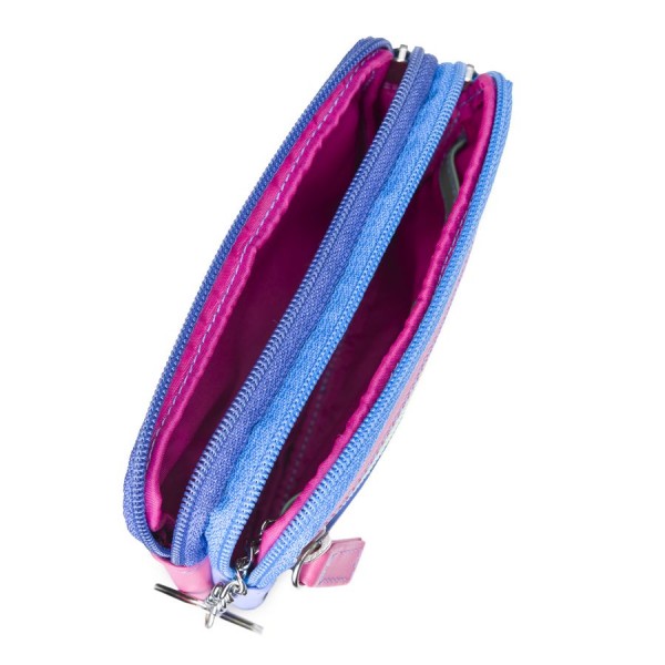 Mywalit Portafoglio/Astuccio in Pelle con doppia Zip Viola Moda
