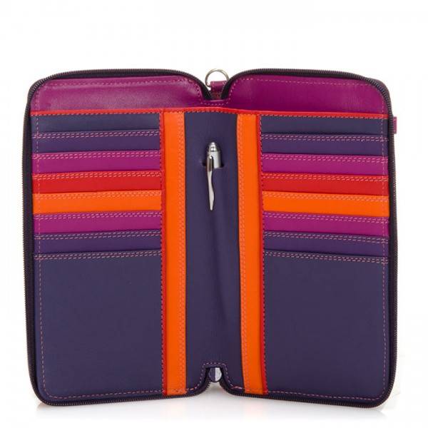 Mywalit Portafoglio multifunzione con zip su tre lati e tracolla Sangria Multi Consegna Veloce
