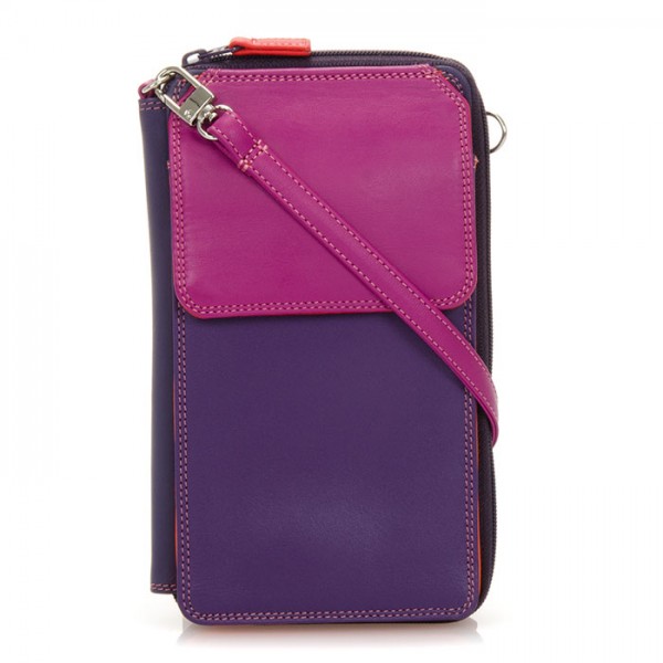 Mywalit Portafoglio multifunzione con zip su tre lati e tracolla Sangria Multi Consegna Veloce