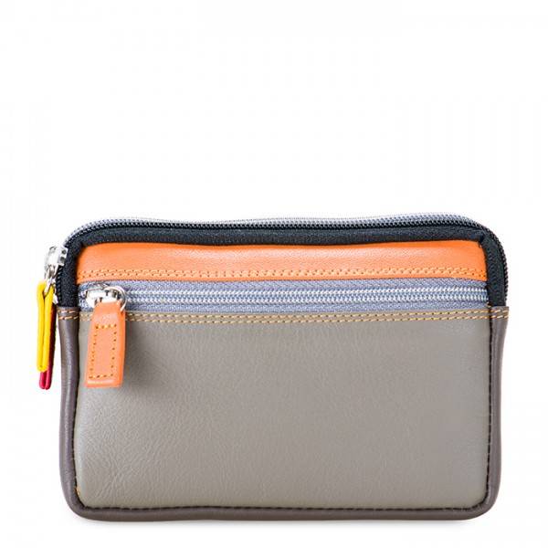 Mywalit Portafoglio/Astuccio in Pelle con doppia Zip Fumo