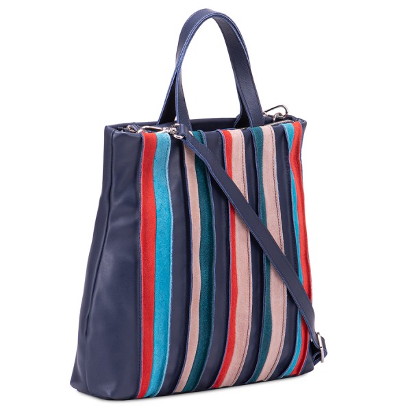 Mywalit Borsa Shopper Laguna in pelle e camoscio Blu Nuovo