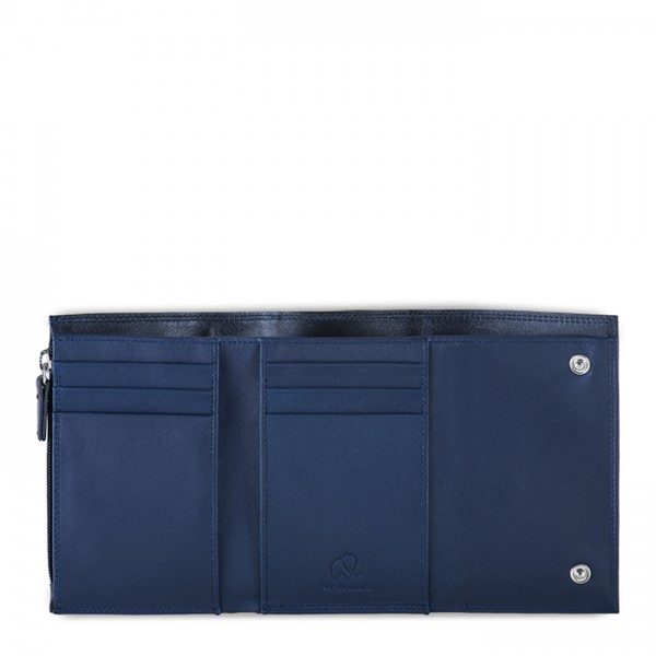 Mywalit Portafoglio da uomo Tri-fold con zip Nero-Blu Duty-free