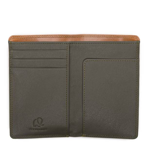 Mywalit Portafoglio da uomo bicolore Mini Doppio Scomparto Marrone-Oliva Italia