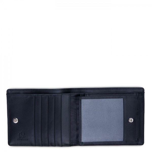 Mywalit Portafoglio da uomo grande con lente e protezione RFID Nappa Nero Moda