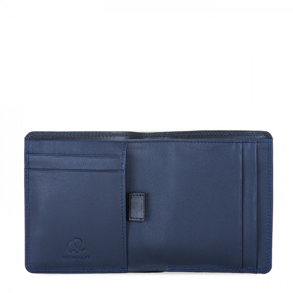 Mywalit Portafoglio da uomo Bi-fold con scomparto estraibile Nero-Blu Nuova