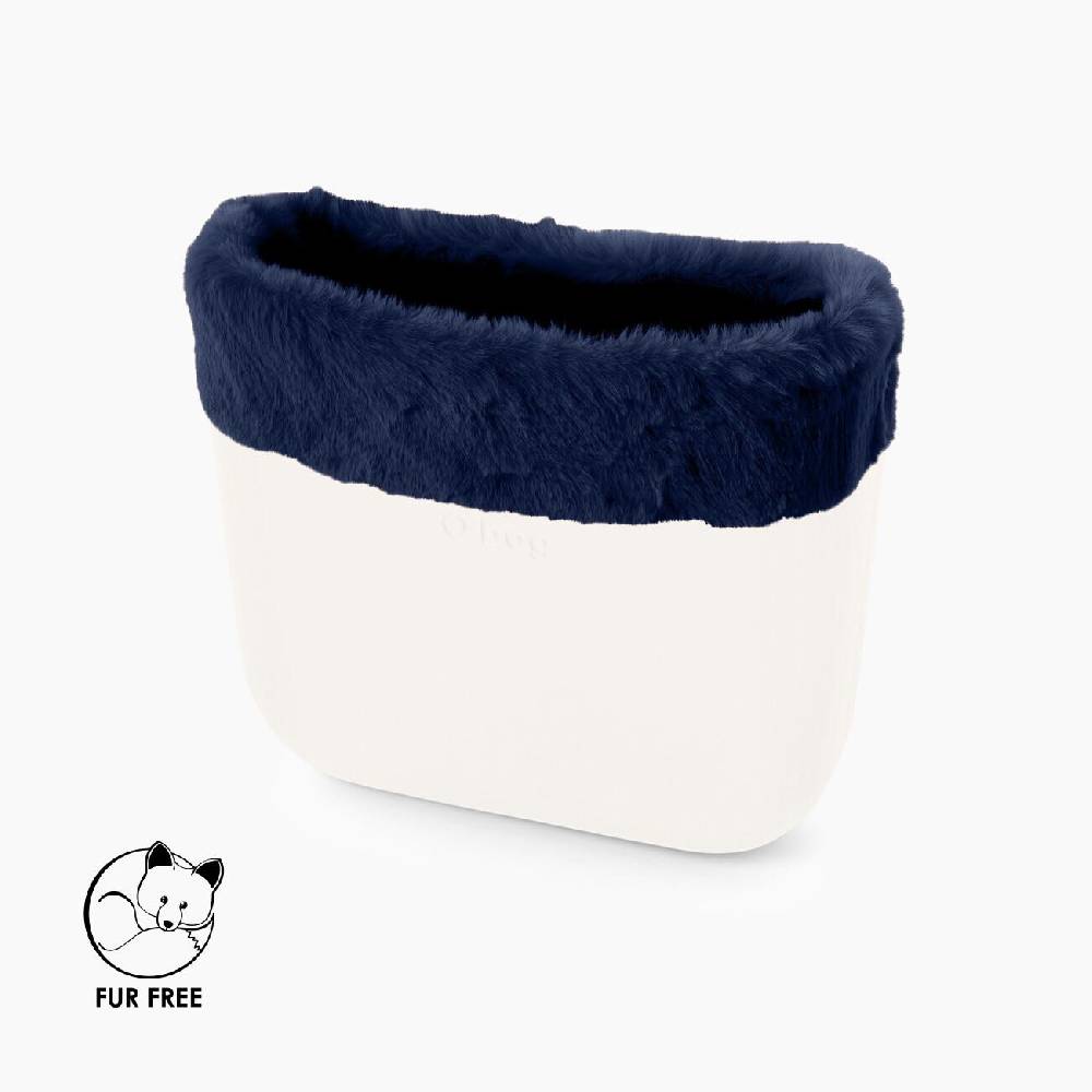 Bordo fibra sintetica effetto lapin rex blu O bag mini