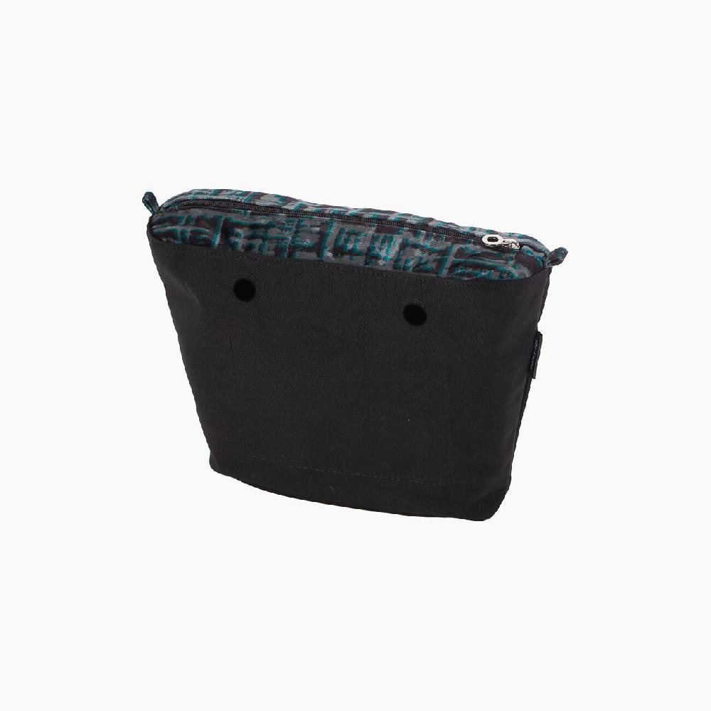 Sacca interna O bag mini velluto laguna blue/nero