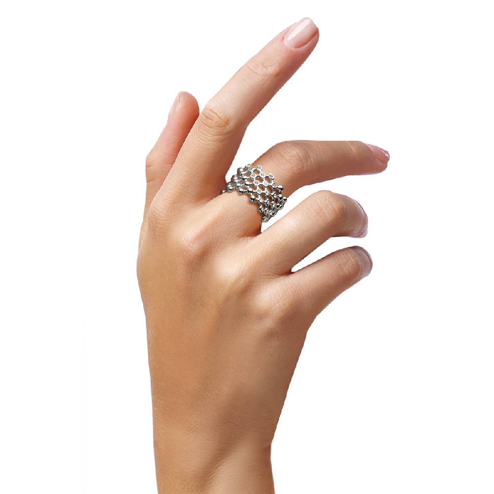 Opsobjects CLAIRE anello color argento fascia con strass Outlet