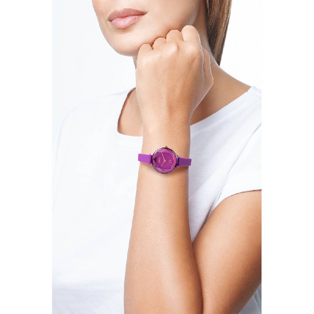 Opsobjects DIAMOND orologio con cinturino in silicone e vetro sfaccettato Qualità Garantita