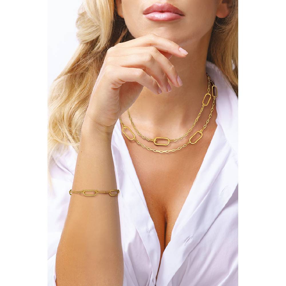 Opsobjects GRACE bracciale con tre maglie ovali diamantate In Vendita