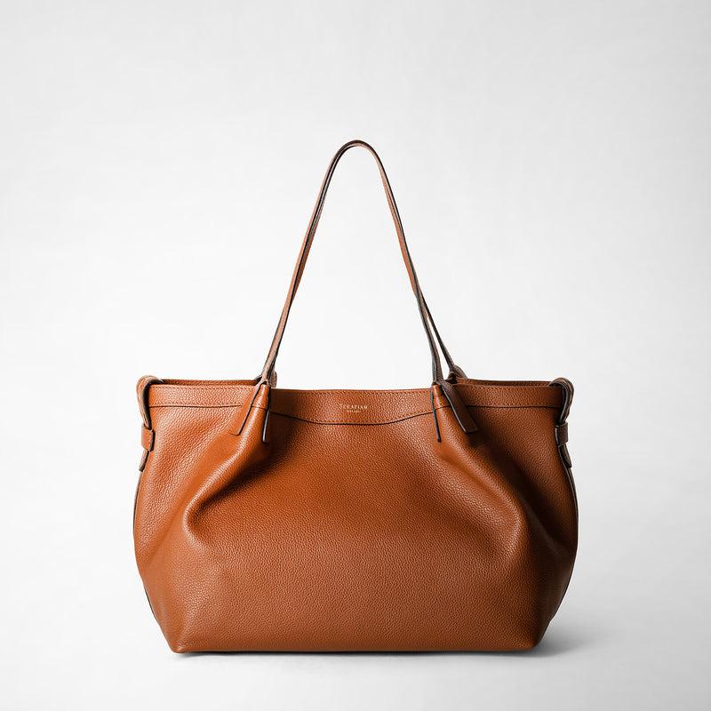 Serapian Tote bag secret piccola in pelle rugiada cuoio Sottocosto