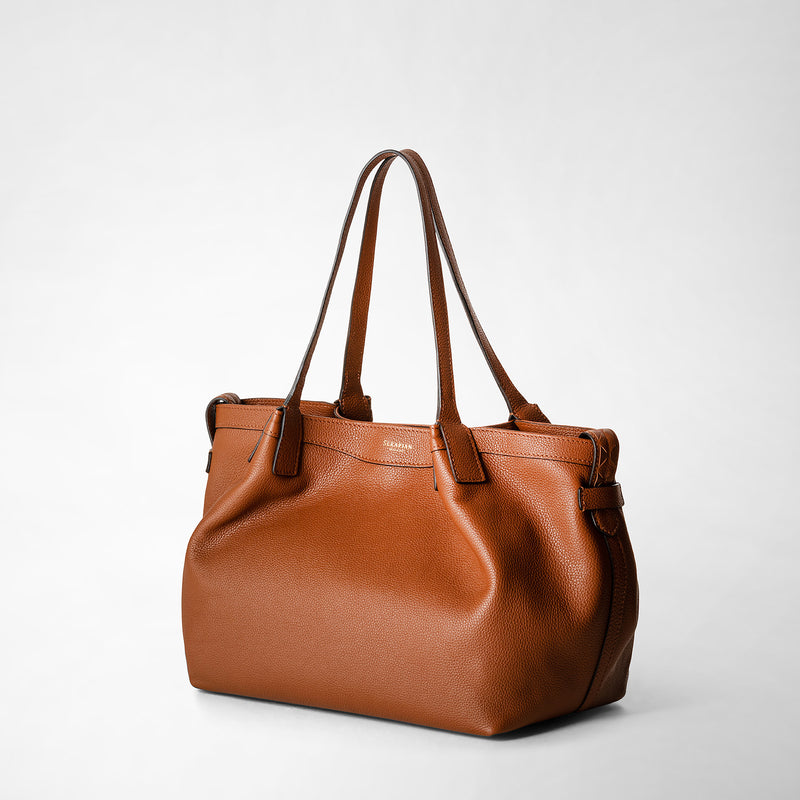 Serapian Tote bag secret piccola in pelle rugiada cuoio Sottocosto