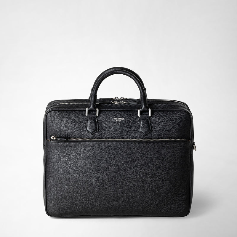 Serapian Borsa business grande in pelle cachemire nera Saldi Di Fabbrica