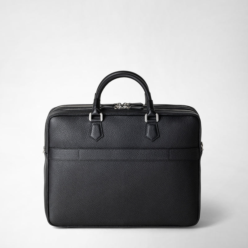 Serapian Borsa business grande in pelle cachemire nera Saldi Di Fabbrica