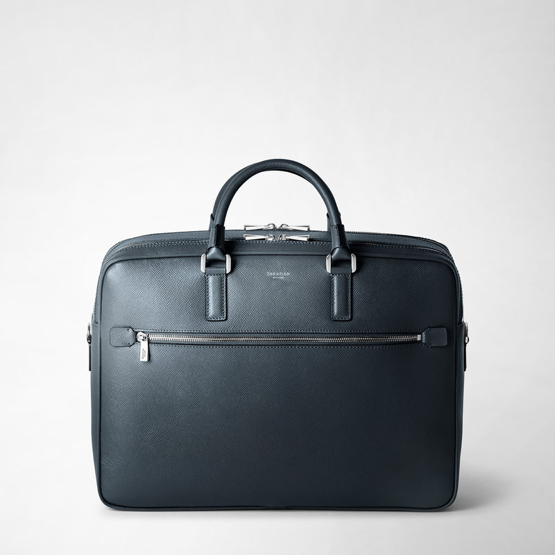 Serapian Borsa business doppio scomparto pelle evoluzione blu Nuova