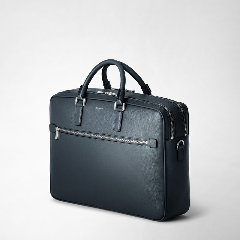Serapian Borsa business doppio scomparto pelle evoluzione blu Nuova