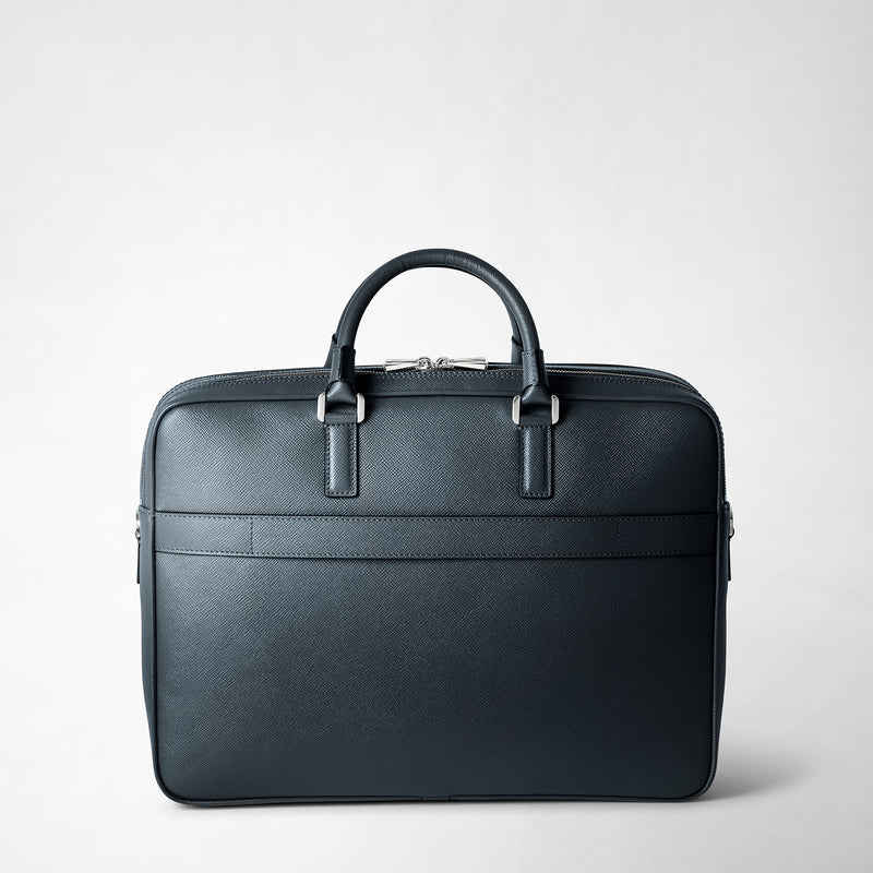 Serapian Borsa business doppio scomparto pelle evoluzione blu Nuova