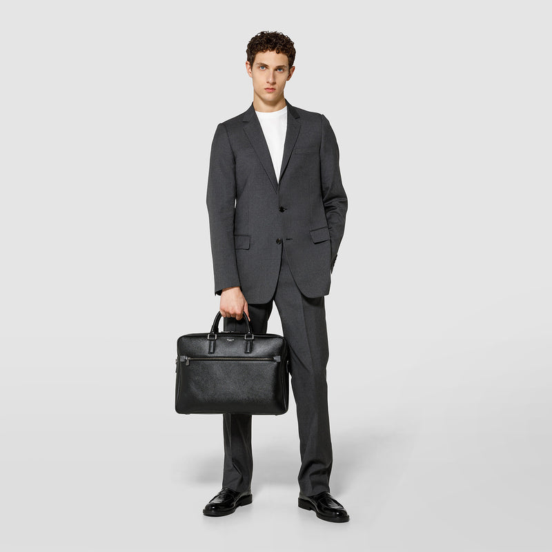 Serapian Borsa business doppio scomparto pelle evoluzione nero