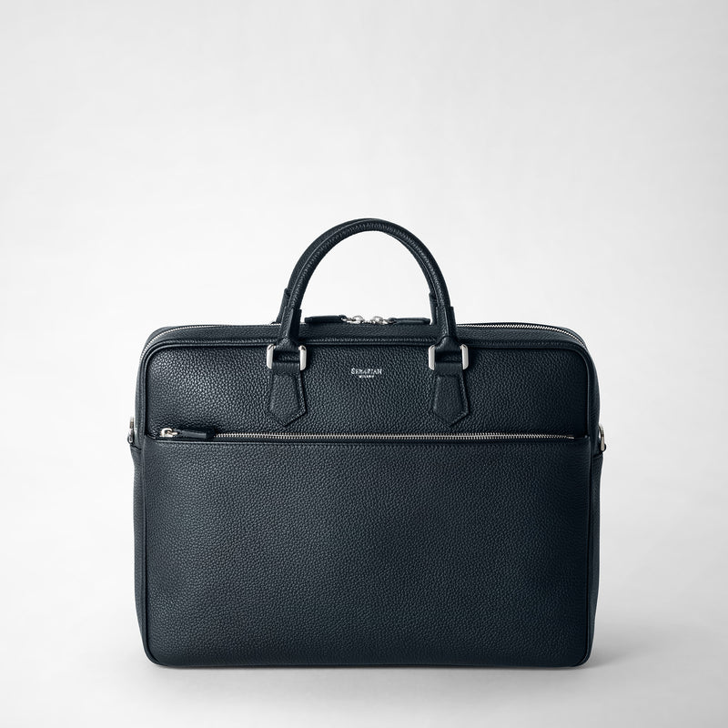 Serapian Borsa business slim in pelle cachemire blu navy Italia