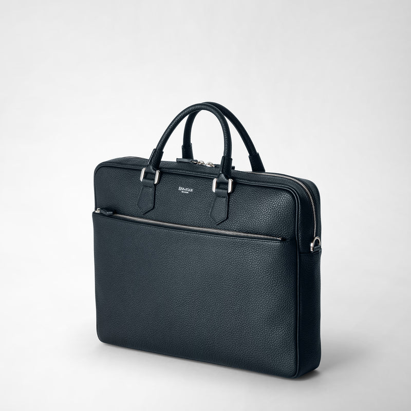 Serapian Borsa business slim in pelle cachemire blu navy Italia