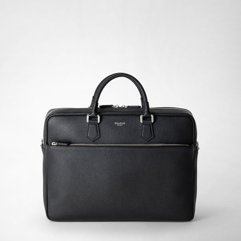 Serapian Borsa business slim in pelle cachemire nero In Linea