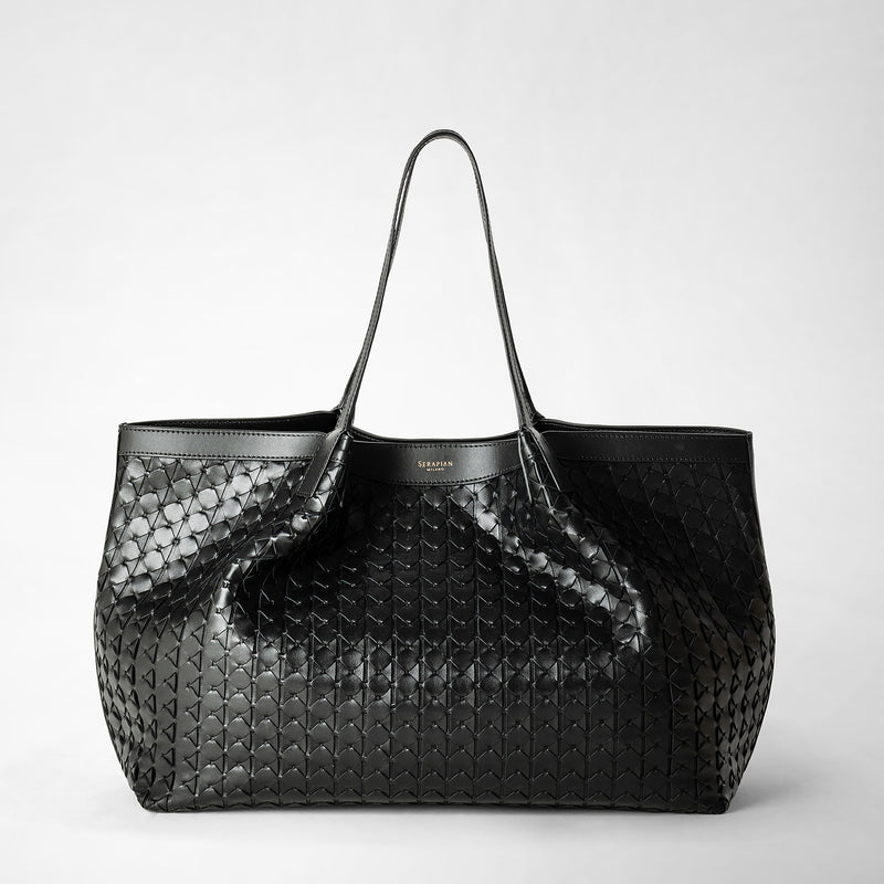 Serapian Tote bag secret in mosaico nero Acquista Ora