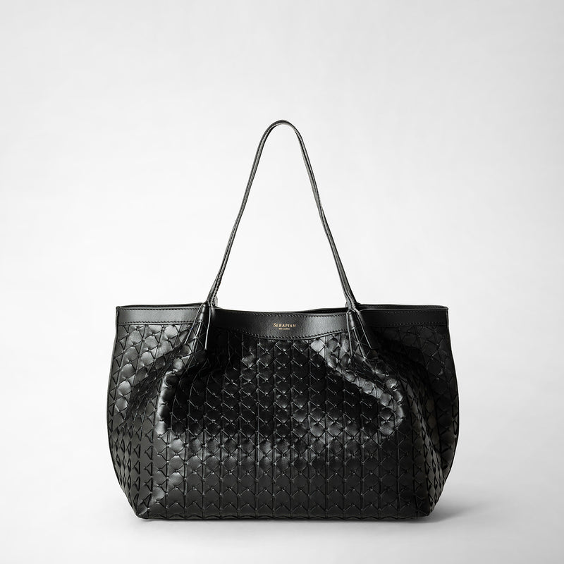 Serapian Tote bag secret piccola in mosaico nero Prezzo Ridotto