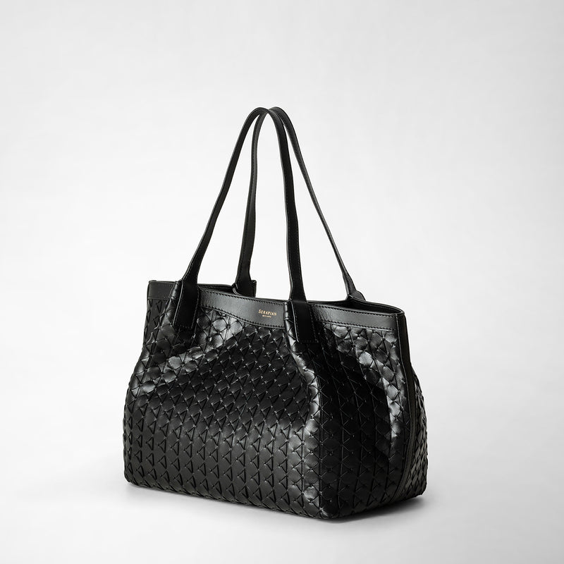 Serapian Tote bag secret piccola in mosaico nero Prezzo Ridotto