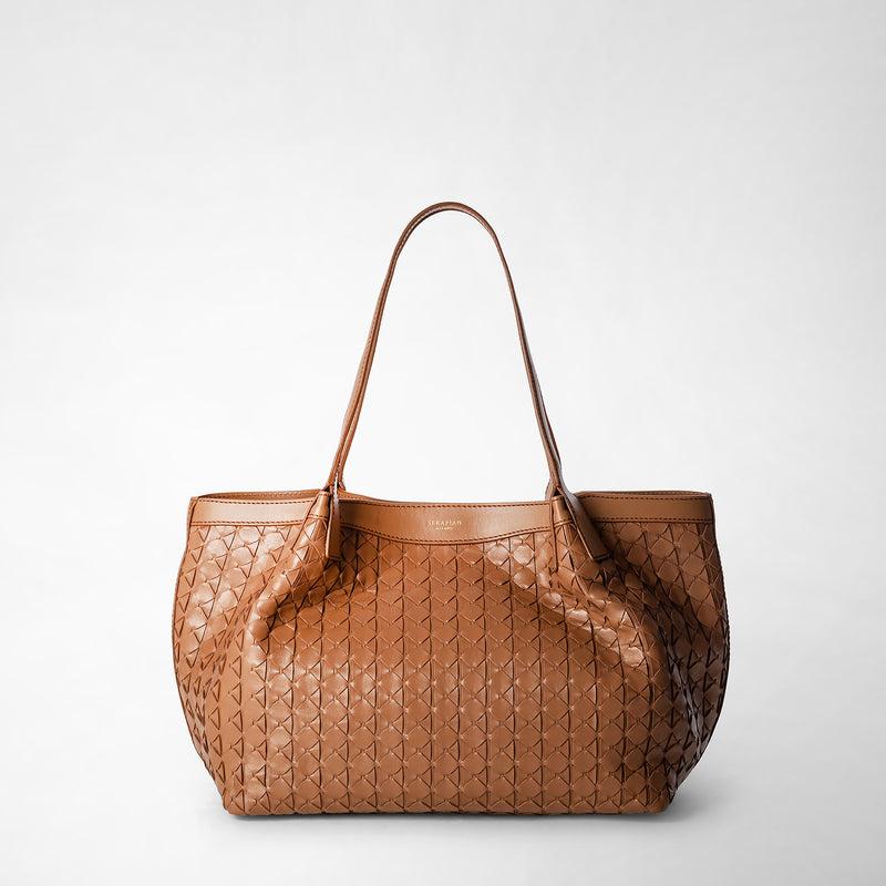 Serapian Small secret tote bag in mosaico tan Convenienza