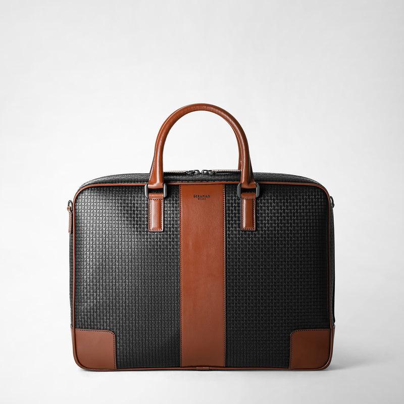 Serapian Borsa business slim in stepan nero cuoio Offerta
