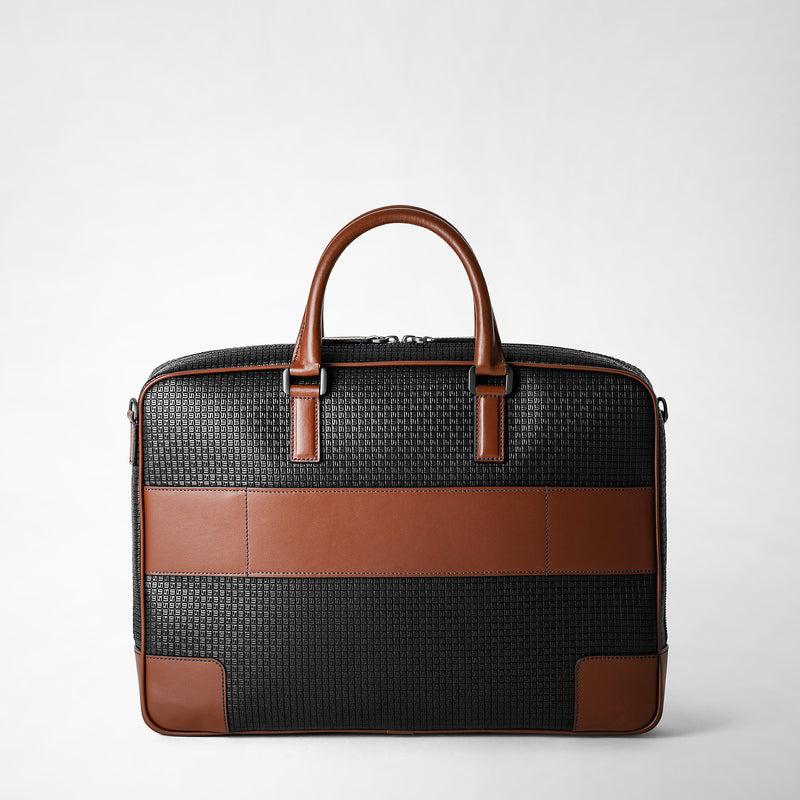 Serapian Borsa business slim in stepan nero cuoio Offerta