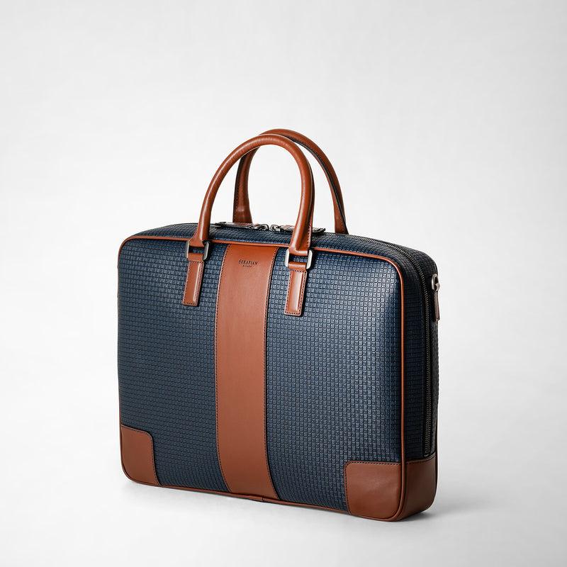 Serapian Borsa business slim in stepan blu oceano-cuoio Economico