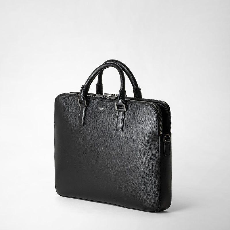 Serapian Borsa business slim doppia zip pelle evoluzione nero Online
