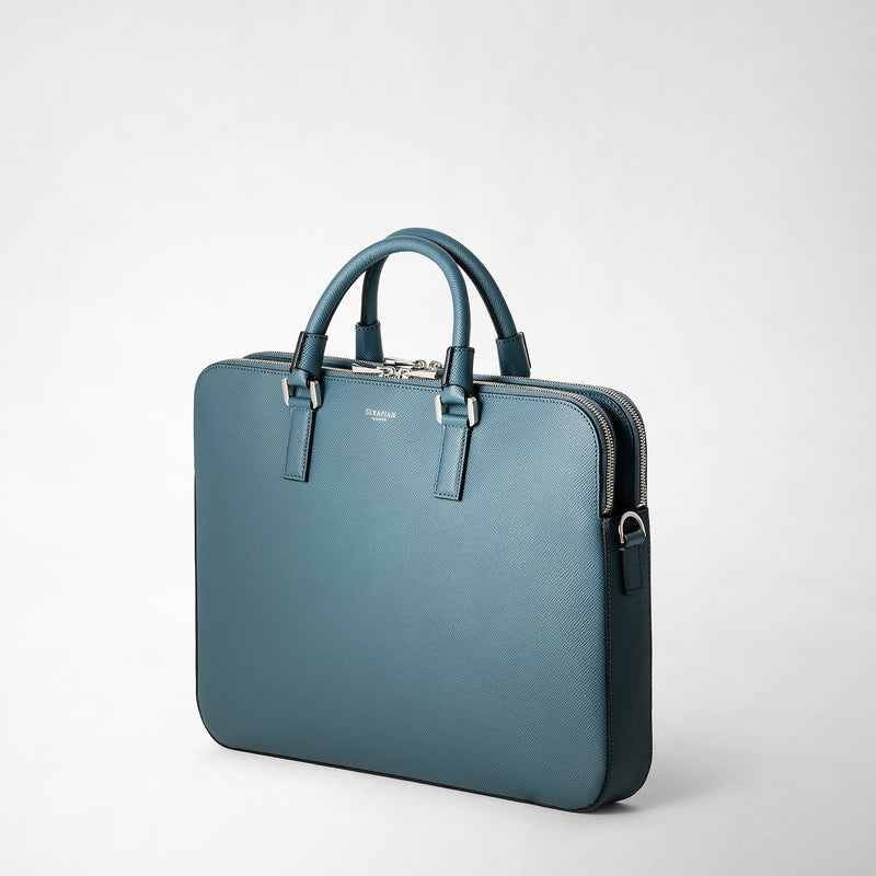 Serapian BORSA BUSINESS SLIM CON DOPPIA ZIP IN PELLE EVOLUZIONE Outlet
