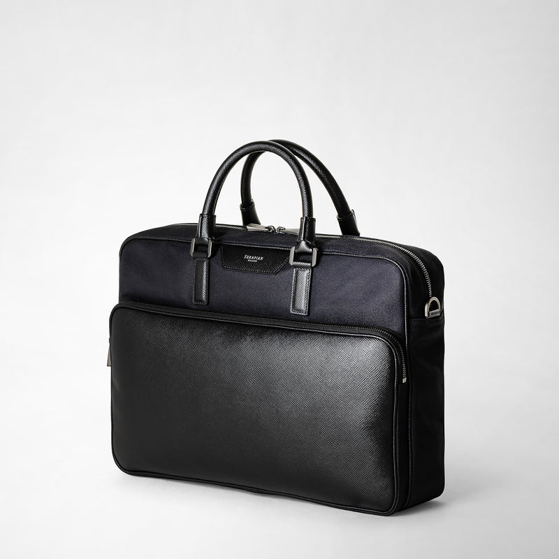 Serapian Briefcase recycled twill in evoluzione eclipse black In Vendita