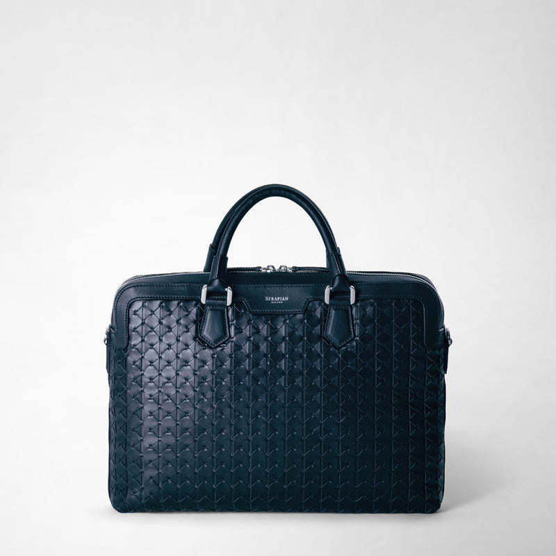 Serapian Extra slim briefcase in mosaico navy blue Saldi