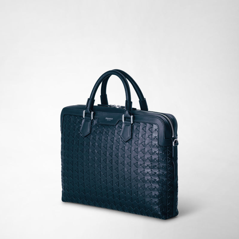 Serapian Extra slim briefcase in mosaico navy blue Saldi