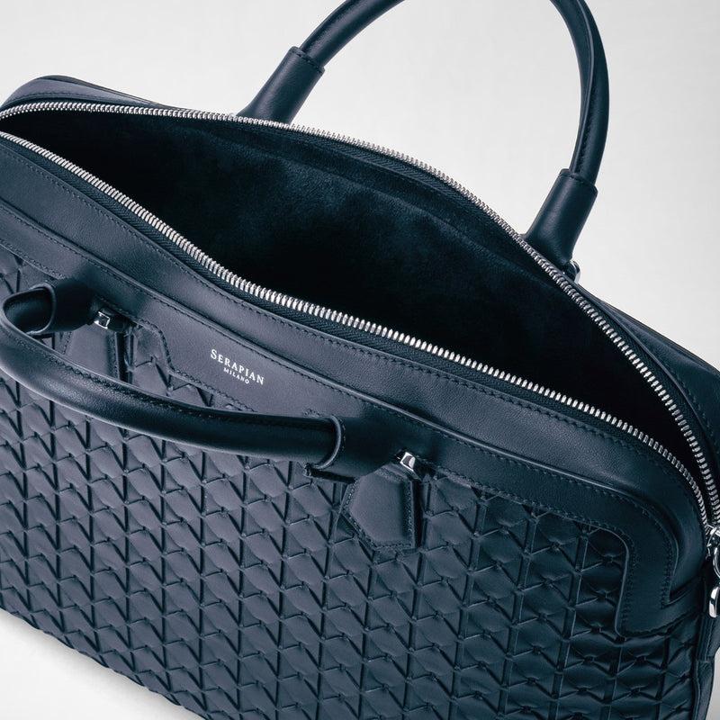 Serapian Extra slim briefcase in mosaico navy blue Saldi