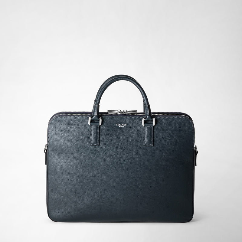 Serapian Borsa business slim doppia zip pelle evoluzione blu Offerte