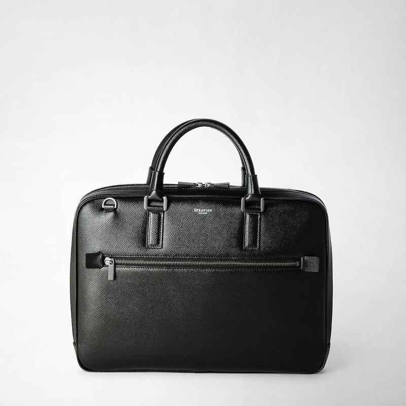 Serapian Borsa business extra slim in pelle evoluzione nero Saldi Di Fabbrica