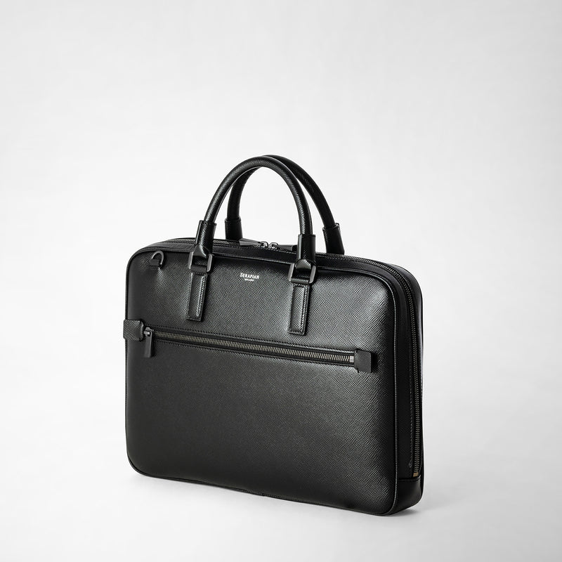 Serapian Borsa business extra slim in pelle evoluzione nero Saldi Di Fabbrica