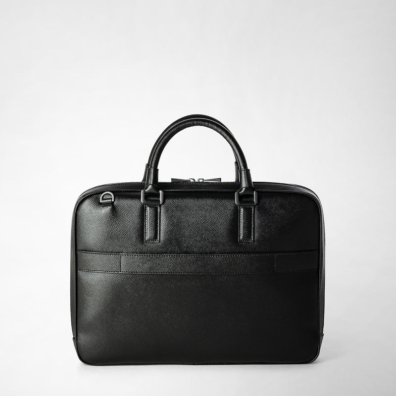 Serapian Borsa business extra slim in pelle evoluzione nero Saldi Di Fabbrica